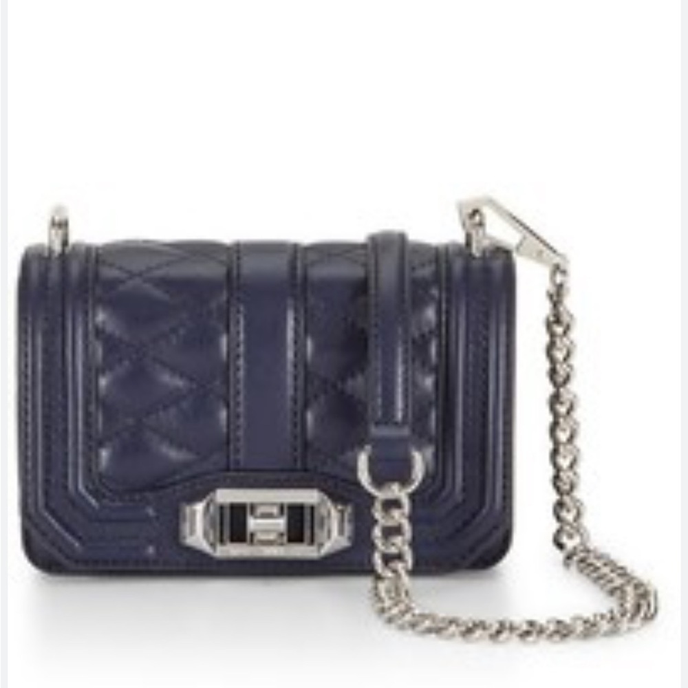 Rebecca Minkoff Mini Love Quilted Leather Blue Crossbody Purse